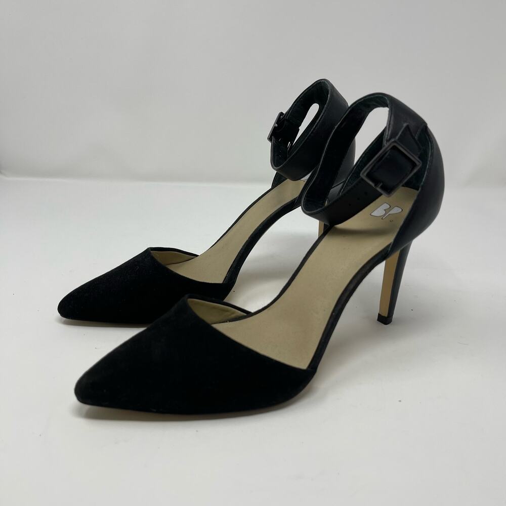 Nordstrom BP Black Suede D'Orsay Ankle Strap Pumps (7.5)
